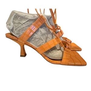 Top Shop Lace Up Snake Sandals size 7 peach like color